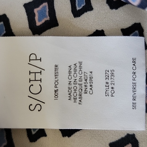 Cabi | #3272 Cleo Pacific Blue Diamond Print Round Neck Tank Blouse Size Small - Picture 5 of 5